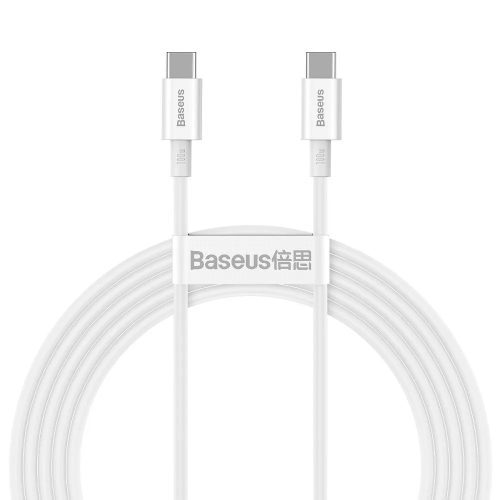 Baseus USB-C (Type-C) adatkábel, töltőkábel, gyorstöltő, fast charging, fehér, 100W 2m, Baseus Superior Series CATYS-C02