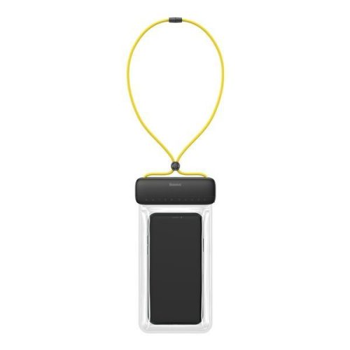 Vízálló telefon tok, 7.2", átlátszó / szürke-sárga, PVC + ABS + szilikon, IPX8, Baseus Let's Go