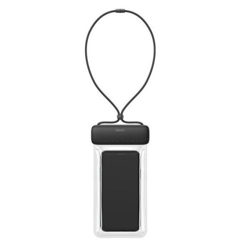Vízálló telefon tok, 7.2", átlátszó / szürke-fekete, PVC + ABS + szilikon, IPX8, Baseus Let's Go