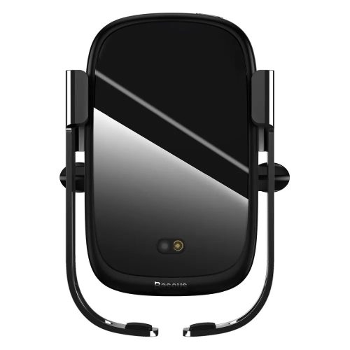 Autós mobiltelefon tartó, szellőzőnyílásra helyezhető, vezeték nélküli töltővel, 10W, fekete, Baseus Rock-solid Electric WXHW01-01