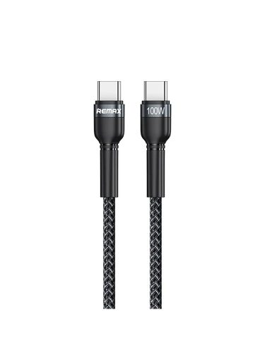 Baseus USB-C (Type-C) adatkábel, töltőkábel, gyors töltő, szövet bevonat, fekete, 5A 100W 1m, Remax RC-172