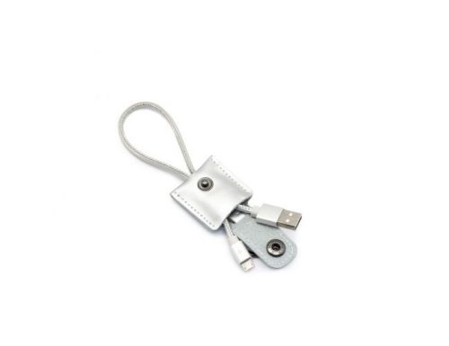 Micro USB adatkábel, töltőkábel, bőr bevonat, ezüst, 2.1A 0,3m, Remax RC-079m