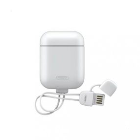   Remax RC-A6 fehér Apple AirPods / AirPods 2 szilikon tok, kábellel