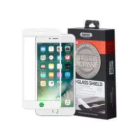   iPhone 7 Plus / 8 Plus üvegfólia, tempered glass, előlapi, 3D, edzett, hajlított, fehér kerettel, Remax GL-04
