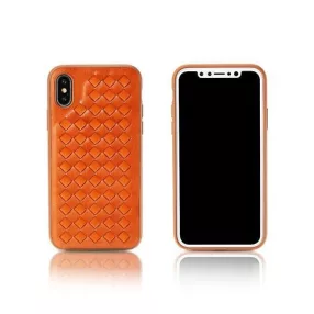   iPhone X / XS hátlaptok, telefon tok, műbőr, fonott, barna, Remax RM-1637