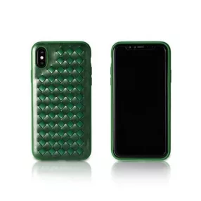   iPhone X / XS hátlaptok, telefon tok, műbőr, fonott, zöld, Remax RM-1637