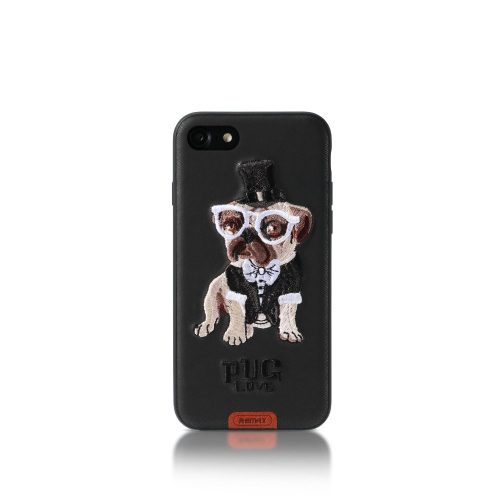 Telefon tok, iPhone X / XS hátlaptok, kutya mintás, fekete, Remax RM-1647