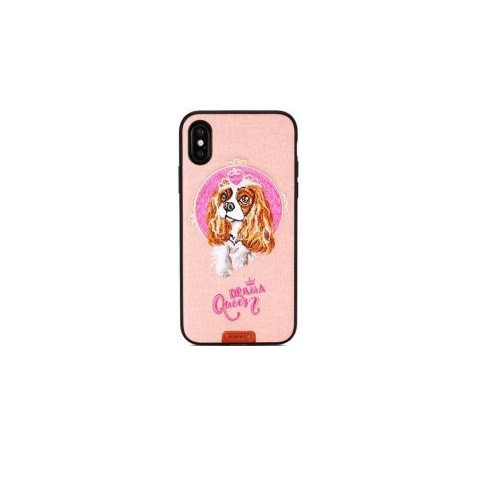 Telefon tok, iPhone X / XS hátlaptok, kutya mintás, rózsaszín, Remax RM-1647