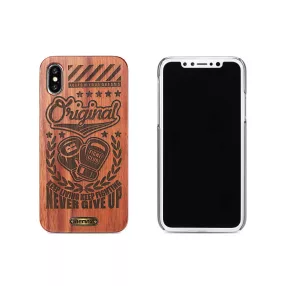   iPhone X / XS hátlaptok, telefon tok, prémium, boxkesztyű mintás, fa, barna, Remax RM-1639 Boxing