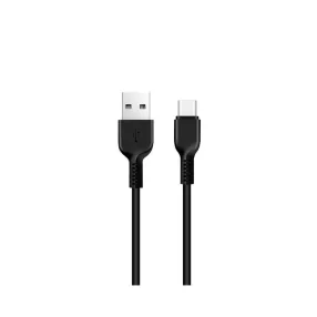   USB-C (Type-C) adatkábel, töltőkábel, USB-USB-C, fekete, 3A 2m, Hoco X20