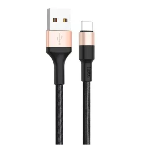   USB-C (Type-C) adatkábel, töltőkábel, USB-USB-C, szövet bevonat, fekete-arany, 3A 1m, Hoco X26