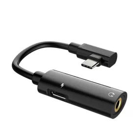   Adapter, átalakító, Type-C + audio, jack, 3,5mm -> Type-C, fekete, 1,5A, Hoco LS19