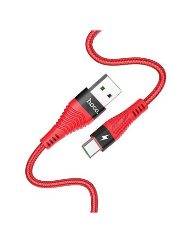 USB-C (Type-C) adatkábel, töltőkábel, USB-USB-C, gyorstöltő, piros, 5A 1m, Hoco U53