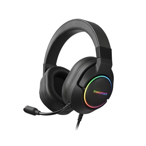 Tronsmart Sparkle gamer fejhallgató, USB csatlakozóval, fekete, RGB fénnyel
