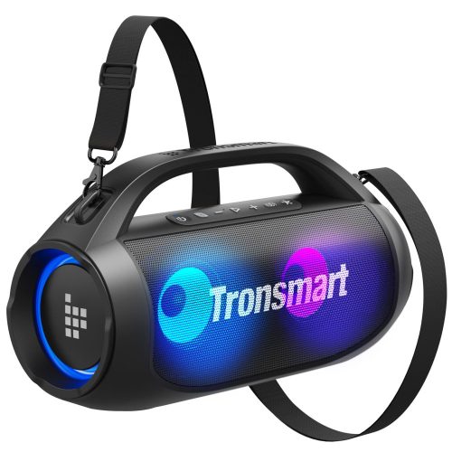 Tronsmart bluetooth hangszóró, vezeték nélküli hangszóró, power bank funkcióval, LED világítás, fekete, 40W, IPX7, Tronsmart Bang SE