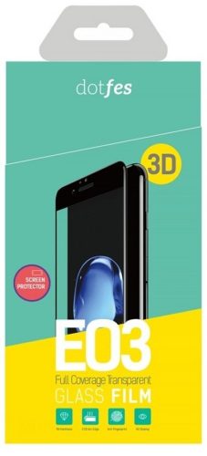 iPhone 6 Plus / 6S Plus üvegfólia, tempered glass, előlapi, 3D, edzett, hajlított, fekete kerettel, Dotfes E03