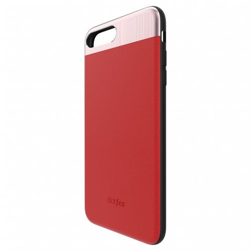 Telefon tok, iPhone 7 Plus / 8 Plus hátlaptok, műbőr, piros, Dotfes G03
