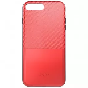   iPhone 6 Plus / 6S Plus hátlaptok, telefon tok, karbon mintás, bankkártya tartós, beépített fémlappal, piros, Dotfes G02