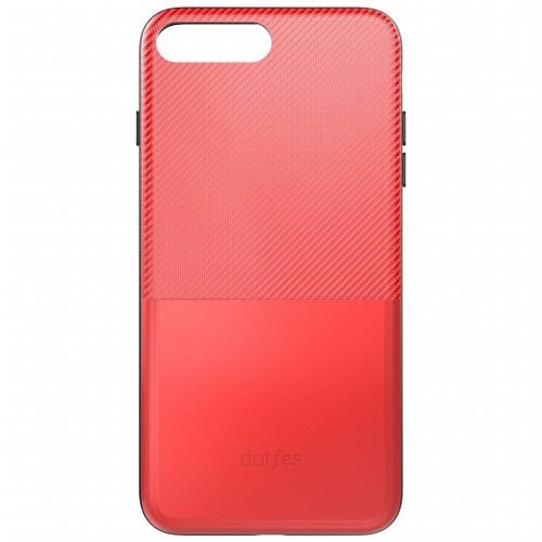 Telefon tok, iPhone 6 Plus / 6S Plus hátlaptok, karbon mintás, bankkártya tartós, beépített fémlappal, piros, Dotfes G02