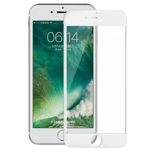 iPhone 6 / 6S üvegfólia, tempered glass, előlapi, 3D, edzett, hajlított, fehér kerettel, Dotfes E04