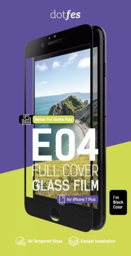 iPhone 6 Plus / 6S Plus üvegfólia, tempered glass, előlapi, 3D, edzett, hajlított, fehér kerettel, Dotfes E04