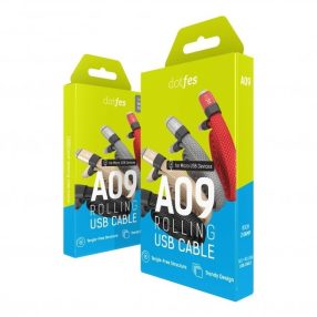   Micro USB adatkábel, töltőkábel, Self-Rolling, arany, 2A, Dotfes A09M