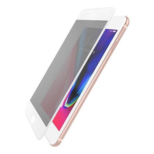 iPhone 7 / 8 / SE 2020 / SE 2022 üvegfólia, tempered glass, előlapi, 3D, edzett, hajlított, betekintés védelemmel, fehér kerettel, Dotfes E05