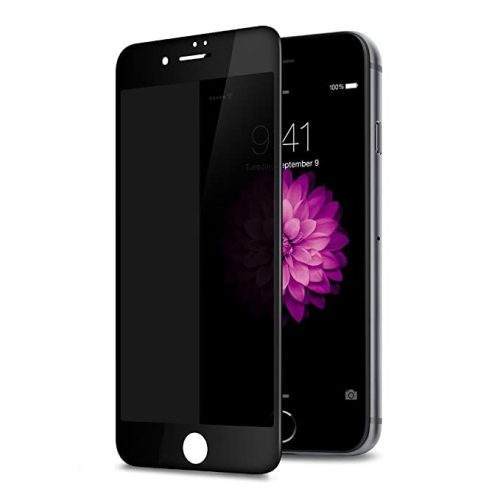 iPhone 7 Plus / 8 Plus üvegfólia, tempered glass, előlapi, 3D, edzett, hajlított, betekintés védelemmel, fekete kerettel, Dotfes E05