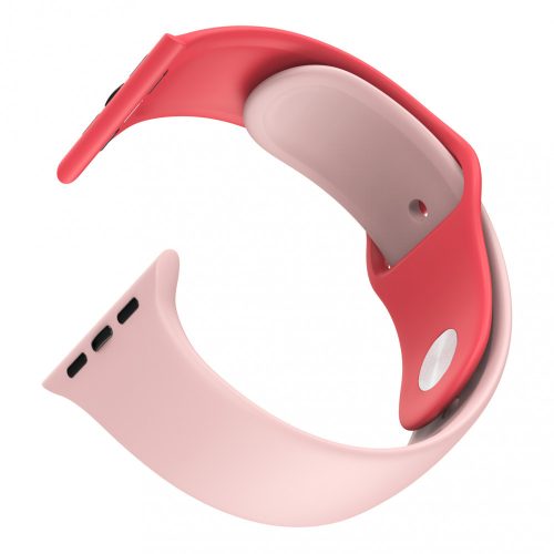 Dotfes S03 okosóra szilikon szíj, pink + piros (S/M méret), Apple Watch 4/5/6/7/SE 38/40/41mm
