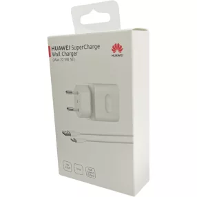   Hálózati töltőfej, adapter + Type-C adatkábel, töltőkábel, SuperCharge, 22,5W, fehér, gyári, csomagolt, Huawei HW-100225E00