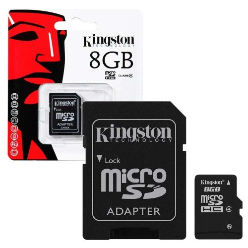 Kingston 8GB Micro SD class4 csomagolt memóriakártya + SD adapter artisjus matricával
