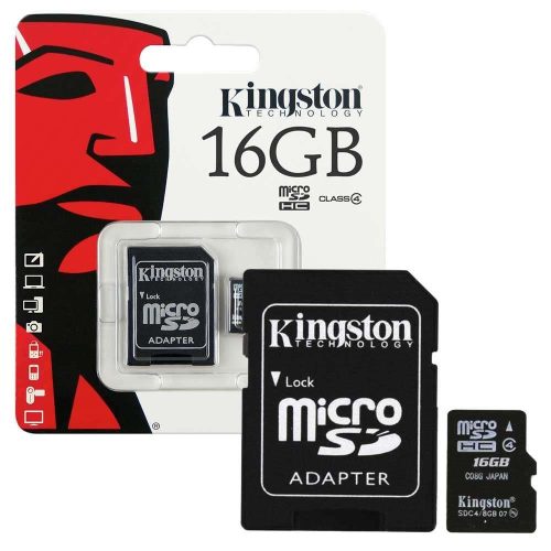 Kingston 16GB Micro SD class4 csomagolt memóriakártya + SD adapter artisjus matricával