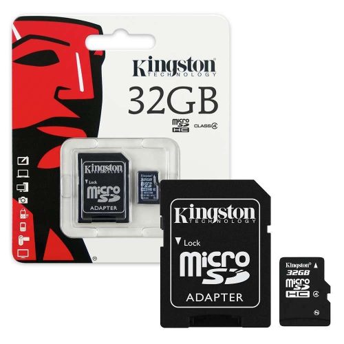 Kingston 32GB Micro SD class4 csomagolt memóriakártya + SD adapter artisjus matricával