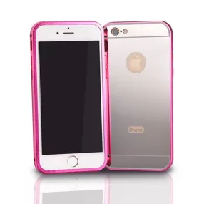   Samsung Galaxy A5 SM-A500 hátlaptok, tükrös, alumínium kerettel, pink