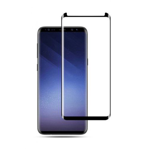 Samsung Galaxy S9 üvegfólia, tempered glass, előlapi, 3D, edzett, hajlított, fekete kerettel