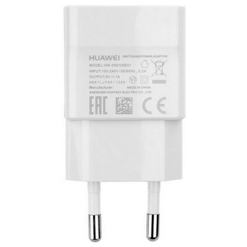 Hálózati töltőfej, adapter, 1A, fehér, gyári, Huawei HW-050100E01