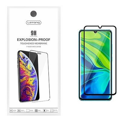 Xiaomi Mi Note 10 Pro üvegfólia, tempered glass, előlapi, edzett, fekete kerettel, Letang