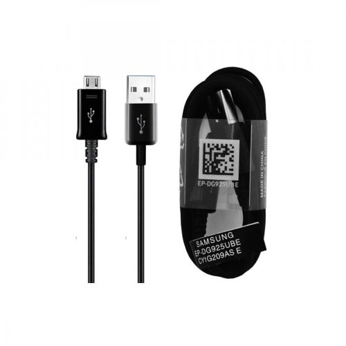 Samsung adatkábel, töltőkábel, Micro USB, fekete, gyári, 1.2m, csomagolt, Samsung EP-DG925UBE