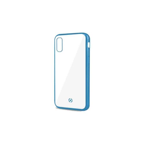 iPhone X / XS szilikon tok, hátlaptok, telefon tok, átlátszó, kék kerettel, Celly Laser Matt