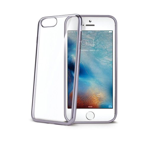 iPhone X / XS szilikon tok, hátlaptok, telefon tok, átlátszó, ezüst kerettel, Celly Laser Matt