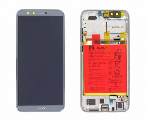 Honor 9 Lite LCD kijelző, érintővel, kerettel, akkumulátorral, szürke, gyári