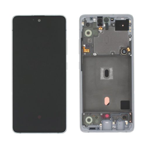 Samsung Galaxy A51 5G LCD kijelző, érintőpanel, ezüst (Crush White) kerettel, gyári, SM-A516
