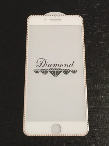 iPhone 7 / 8 / SE 2020 / SE 2022 üvegfólia, tempered glass, előlapi, 3D, edzett, hajlított, fehér -arany kerettel, Diamond