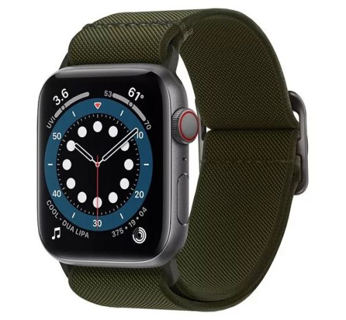 Apple Watch 4/5/6/7/8/9/SE/SE2 okosóra szíj, 42/44/45mm kompatibilis, szövet, zöld, prémium, Spigen