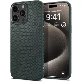   iPhone 15 Pro Max szilikon tok, hátlap tok, telefon tok, sötétzöld, Spigen Liquid Air