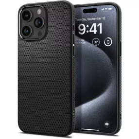   iPhone 15 Pro szilikon tok, hátlap tok, telefon tok, fekete, Spigen Liquid Air