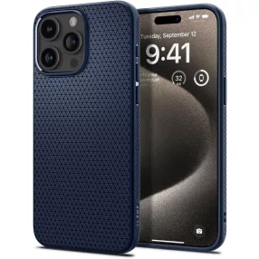   iPhone 15 szilikon tok, hátlap tok, telefon tok, sötétkék, Spigen Liquid Air