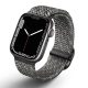 Apple Watch 4/5/6/7/8/9/SE/SE2 okosóra szíj, 42/44/45mm kompatibilis, szürke, fonott, prémium, UNIQ