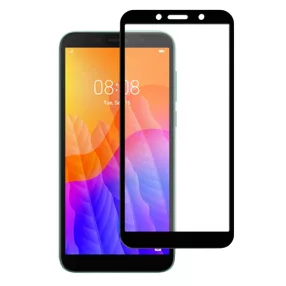   Huawei Y5P üvegfólia, tempered glass, előlapi, 9D, edzett, hajlított, fekete kerettel