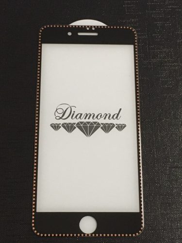 iPhone 7 Plus / 8 Plus üvegfólia, tempered glass, előlapi, 3D, edzett, hajlított, fekete-arany kerettel, Diamond